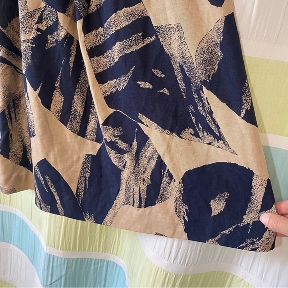 Vintage Hawaiian Skirt Linen Leaf A-Line Full Sz 6P - Picture 9 of 10